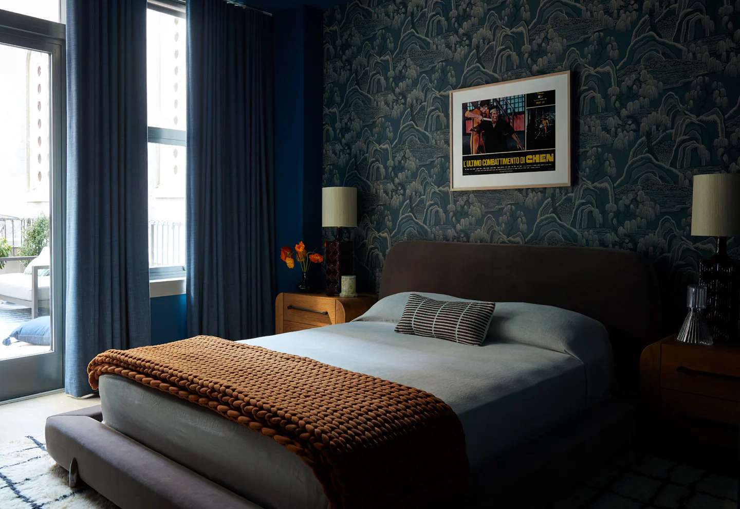 Professional wallpaper installation in a serene interior
