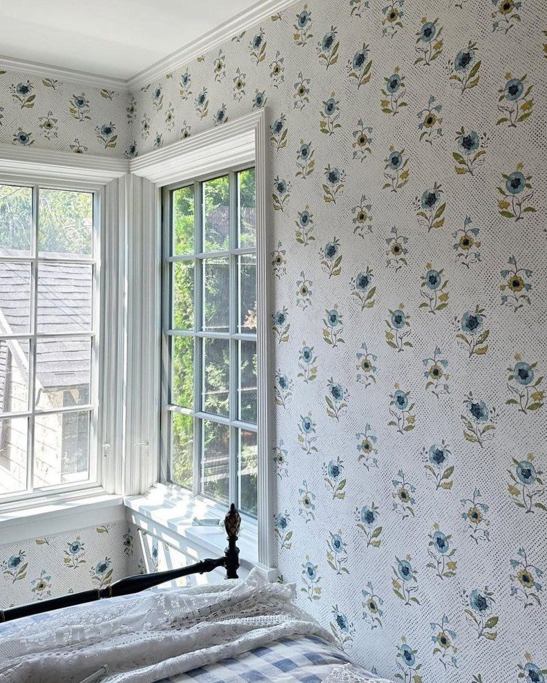 Elegant wallpaper installation in a Minneapolis home